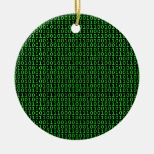 Binary Green Ceramic Tree Decoration