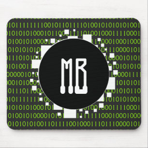 Binary Matrix White Green Digital Portal 1s 0s Mouse Mat
