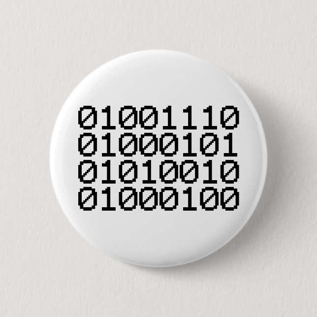 BINARY NERD 6 CM ROUND BADGE (Front)