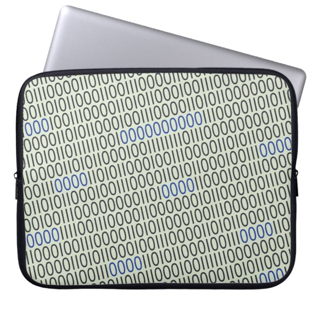 Binary numbers grey blue laptop sleeve (Front)