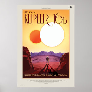 Binary Star System Astronaut on Exoplanet Kepler 1 Poster