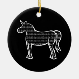 Binary Unicorn Ceramic Tree Decoration