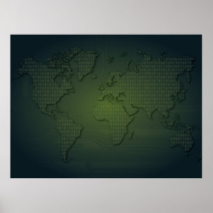 Binary World World Map XLarge Poster