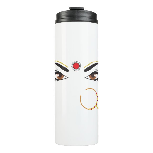 Bindhi Indian Desi Culture Girly traditional Nose Thermal Tumbler (Front)