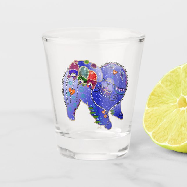 BINDI CHOW FAMILY   Chow shot glass (Front)