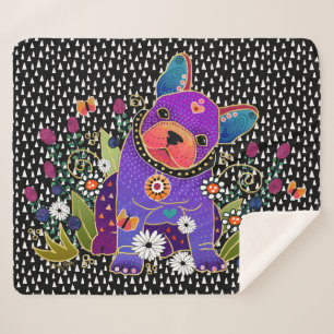 BINDI FRENCH BULLDOG sherpa blanket 3 sizes