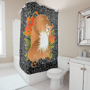 BINDI MINGSIE red chow shower curtain