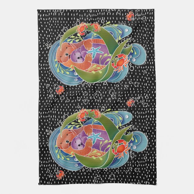 BINDI Sea Otters kitchen towels (Vertical)