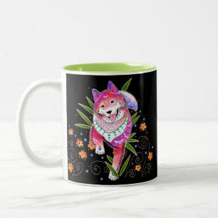 BINDI SHIBA INU choose interior colour Two-Tone Coffee Mug