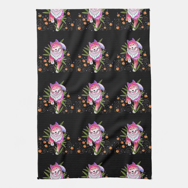 BINDI SHIBA INU ringside towel/kitchen towel (Vertical)