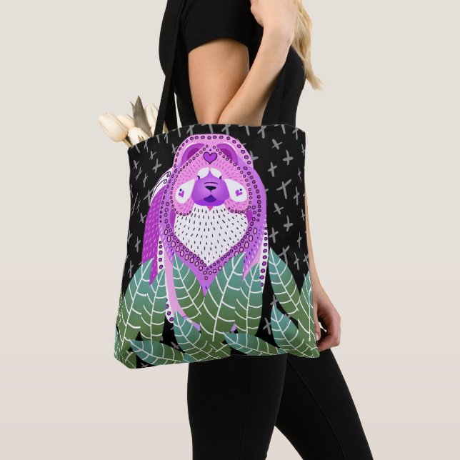 BINDI SOPHIE purple chow tote or cross body bag (Close Up)