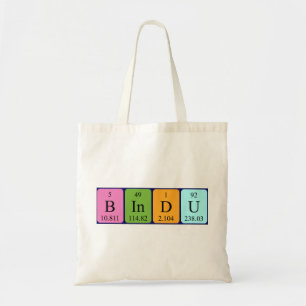 Bindu periodic table name tote bag