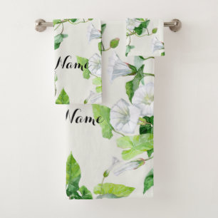 Bindweed white flower bath towel set