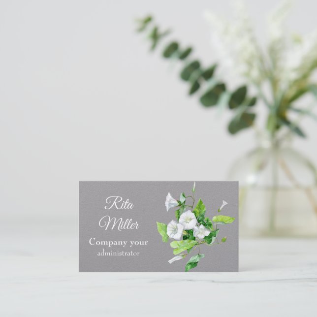 Bindweed white flower business card (Standing Front)
