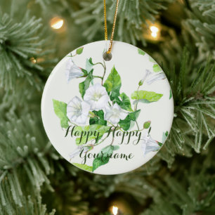 Bindweed white flower ceramic tree decoration