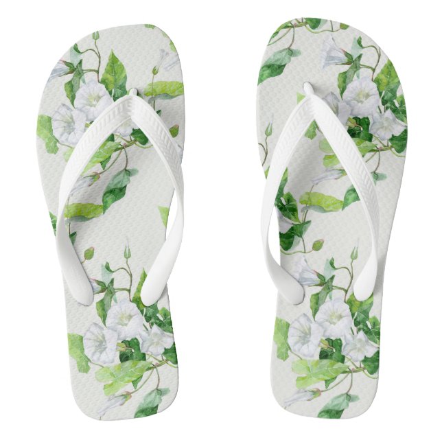 Bindweed white flower flip flops (Footbed)