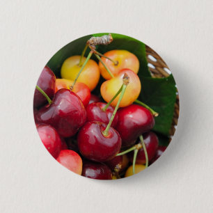 Bing And Rainier Cherries 6 Cm Round Badge