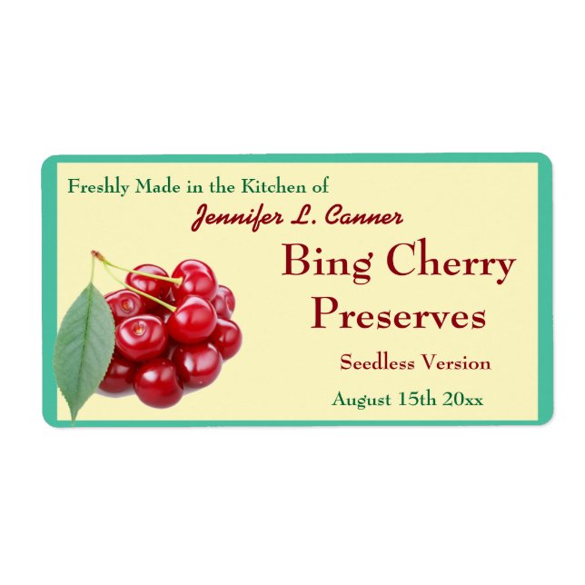 Bing Cherry Jam or Preserves Canning Jar (Front)