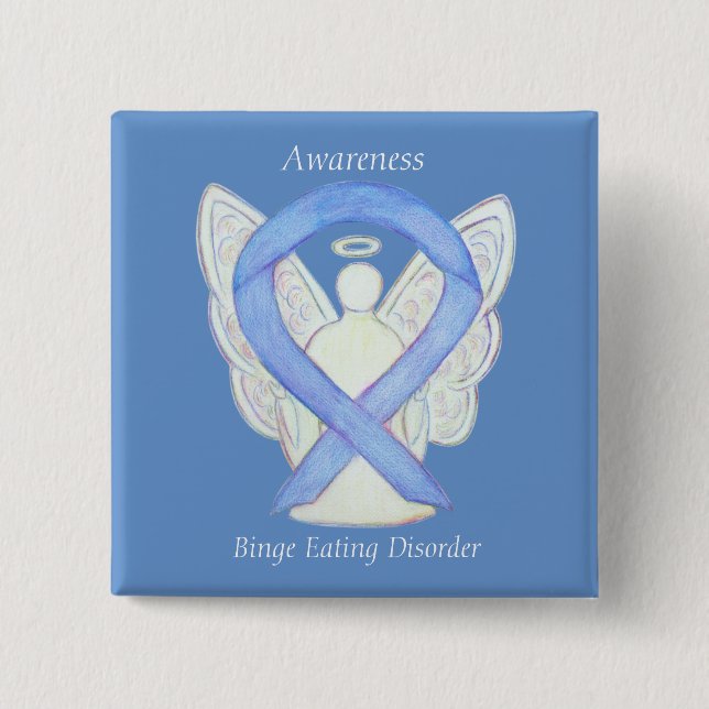 Binge Eating Disorder Awareness Ribbon Angel Pin (Front)