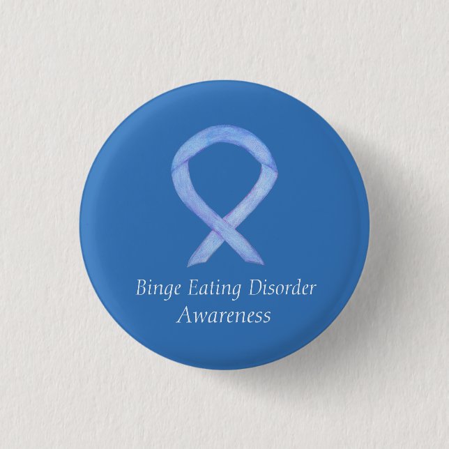 Binge Eating Disorder Awareness Ribbon Custom Pin (Front)