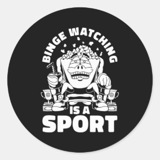 Binge Watching Tv Programmes Show Series Movies Classic Round Sticker