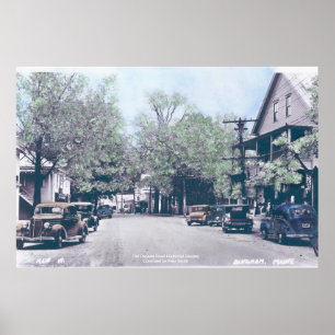 Bingham Maine - Main Street with Old Cars Poster
