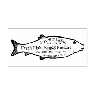 Binghampton New York Vintage Fish Advertising  Rubber Stamp