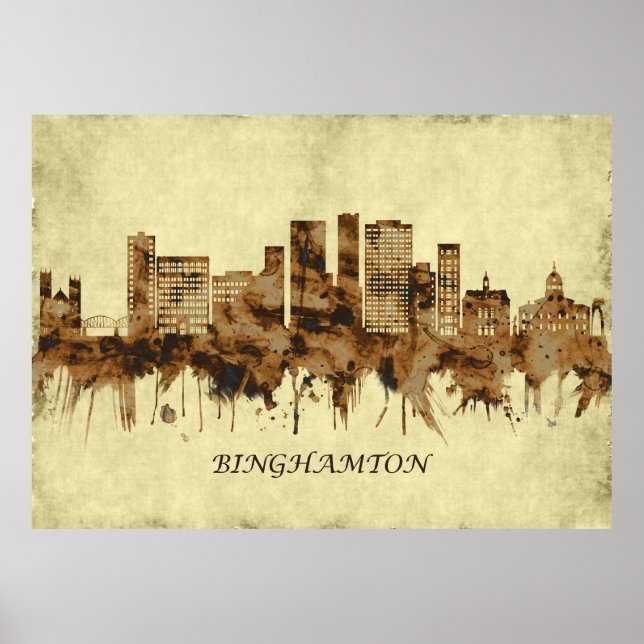Binghamton New York Cityscape Poster (Front)