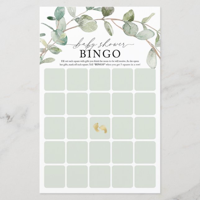 Bingo Baby Shower Game (Front)