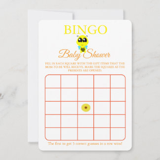 Bingo, Baby Shower Game Card Flyer, Baby Bee 