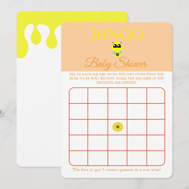 Bingo, Baby Shower Game Card Flyer, Baby Bee  (Front/Back)