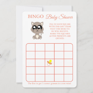 Bingo, Baby Shower Game Card Flyer, Cat