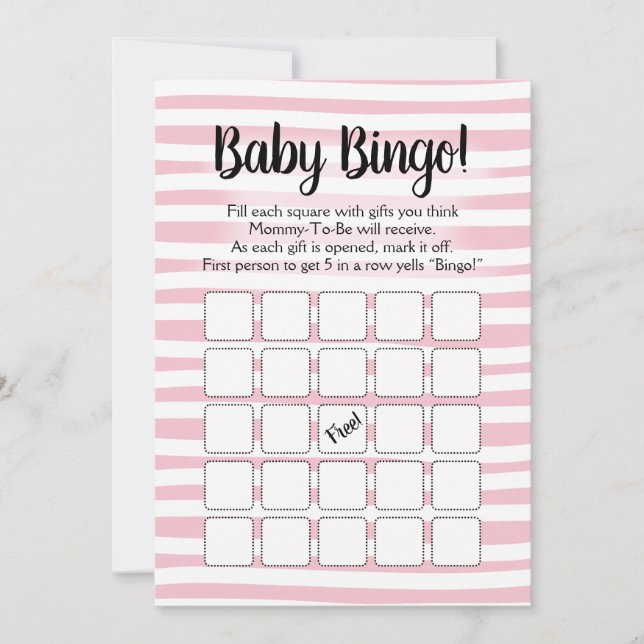 Bingo Baby Shower Game Pink White Invitation (Front)