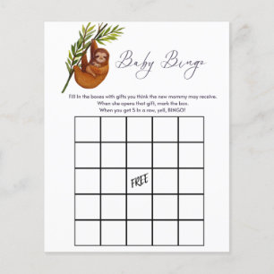 Bingo babyshower game Sloth theme
