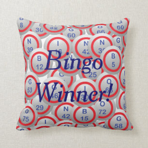 Bingo Balls Bingo Winner in Blue Cushion