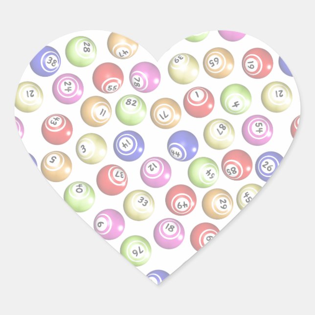 Bingo Balls Heart Sticker (Front)