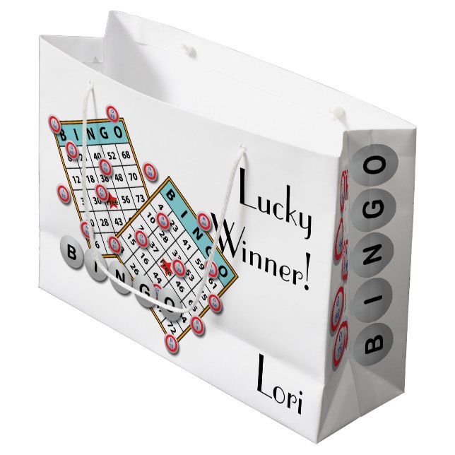 Bingo Balls Lucky Winner Multi Image Bingo Large Gift Bag (Front Angled)