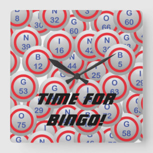 Bingo Balls Square Wall Clock