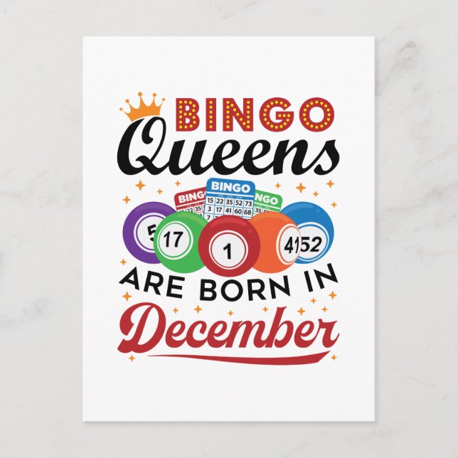 Bingo Birthday Bingo Queens Are Born in December Postcard (Front)