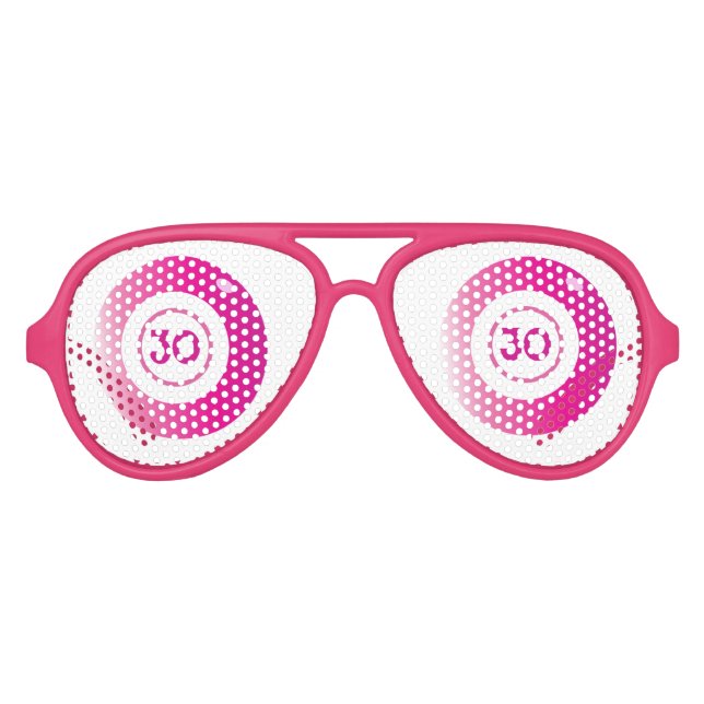 Bingo Birthday Party Pink White Aviator Sunglasses (Front)