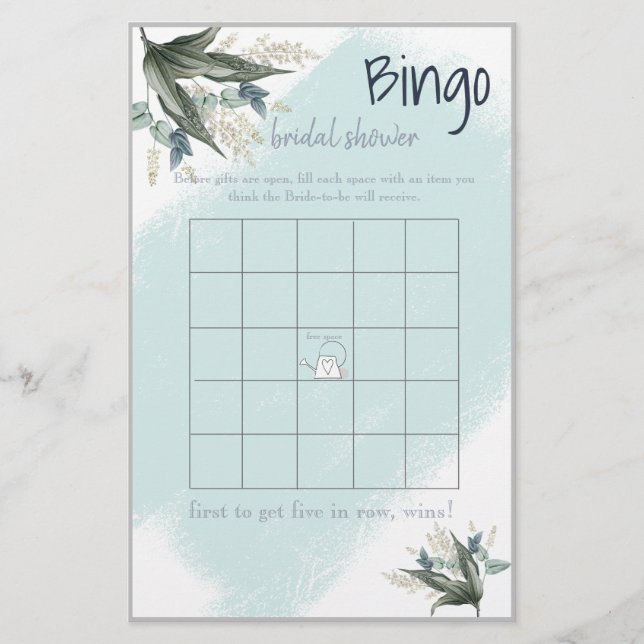 Bingo Bridal Shower Game Card Flyer (Front)