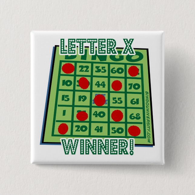 Bingo Button Letter "X" Winner! (Front)