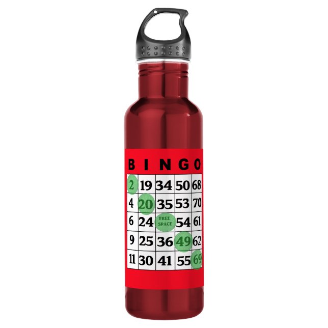 BINGO Card & Dabber Good Luck Water Bottle (Front)