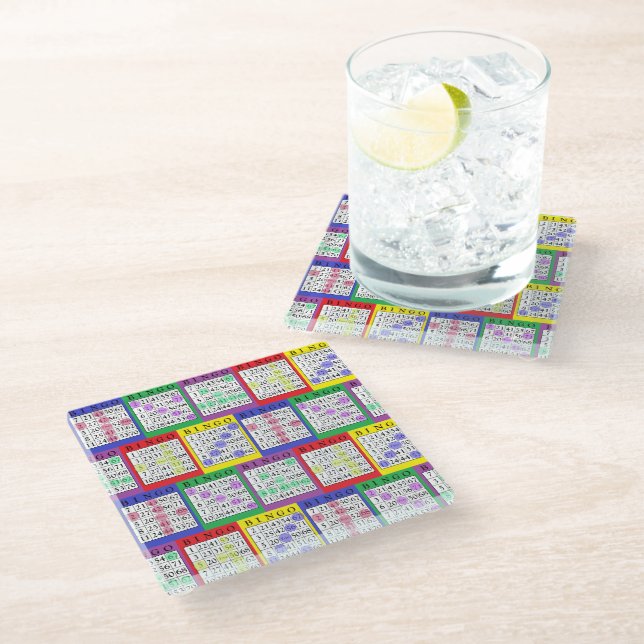 BINGO Card Glass Coaster (Angled)