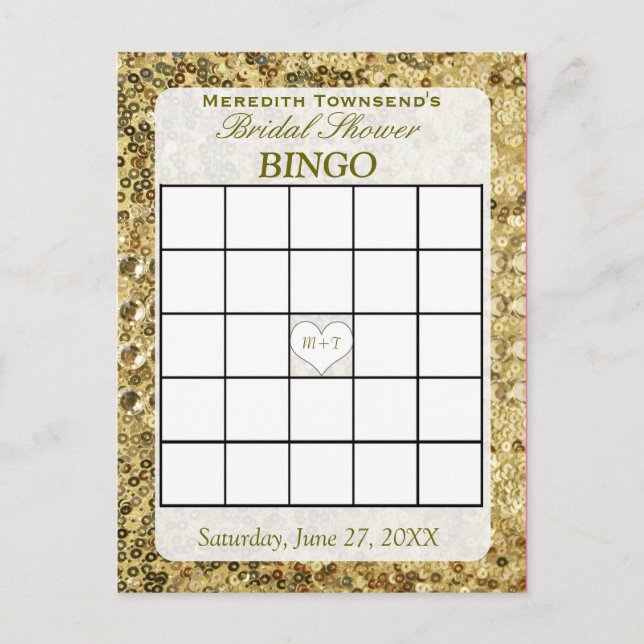 Bingo Card - Gold Sequins (Front)