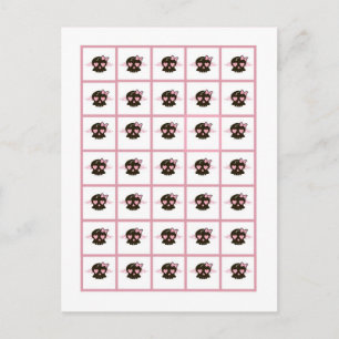 Bingo Card Markers Girl Pink Punk Rock Skull Flame