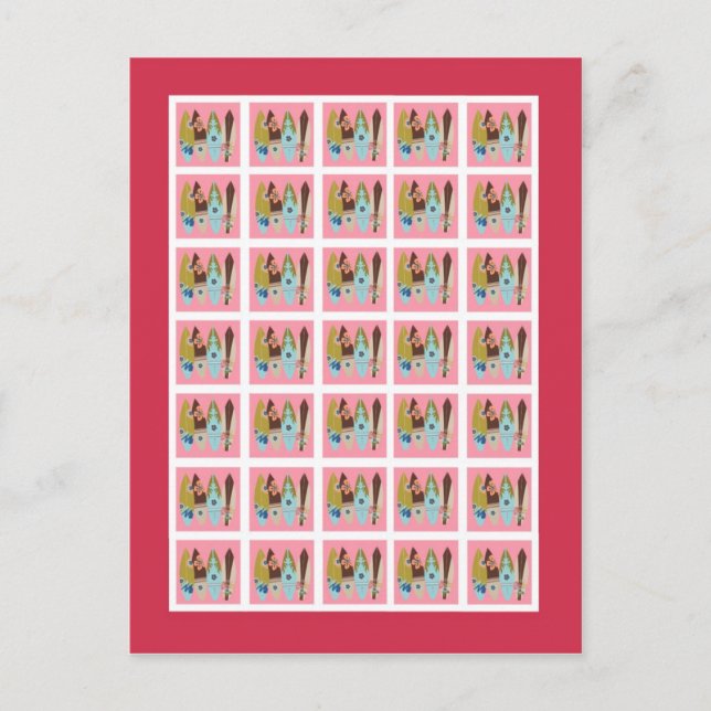 Bingo Card Markers Pink Hawaiian Luau Tropical (Front)