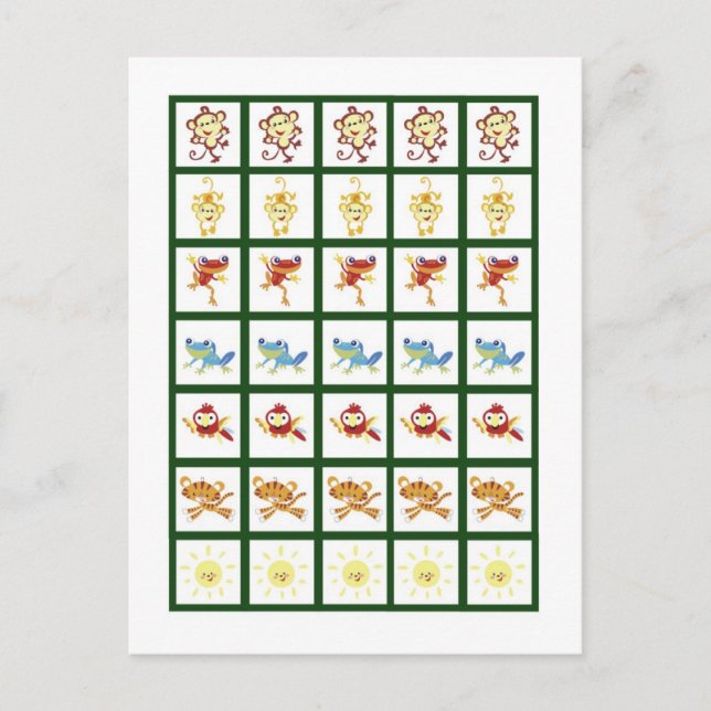 Bingo Card Markers Rain-forest Jungle Animal (Front)