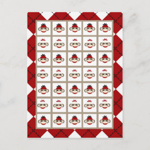 Bingo Card Markers Red Sock Monkey argyle