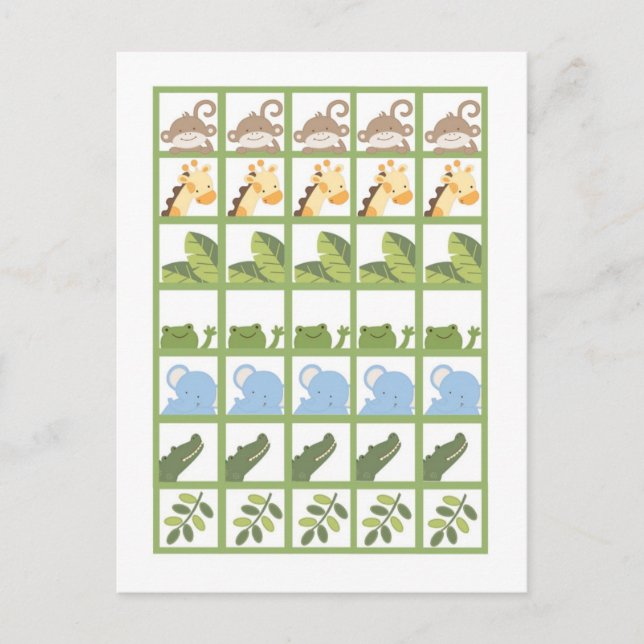 Bingo Card Markers Safari Jungle Animals Green (Front)